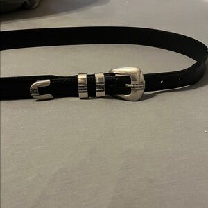 Jos. A. Bank Black Leather Belt with Silver Buckle